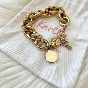 Shop Knotty Gold Tone Stainless Steel & Pave Link Adjustable Bracelet